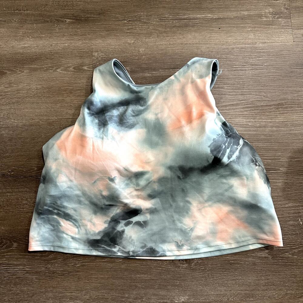 ATHLETA Plus Size Grey Orange Printed Sports Bra Tank NEW 2X
